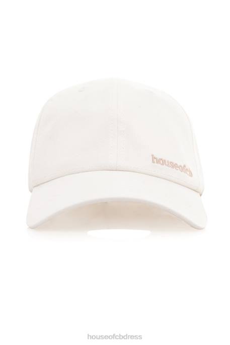 House of CB Devon Off White Buckle Back Baseball Cap Accessories 4H6N1062