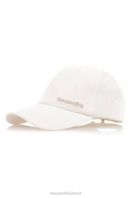 House of CB Devon Off White Buckle Back Baseball Cap Accessories 4H6N1062