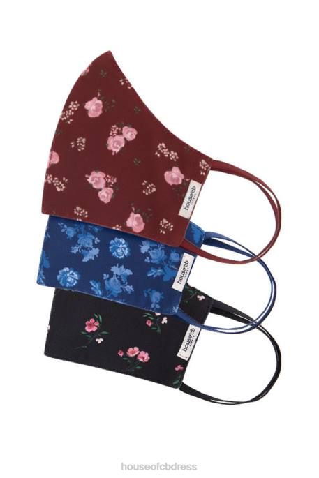 House of CB Dark Floral Face Masks - Set of 3 Accessories 4H6N1253