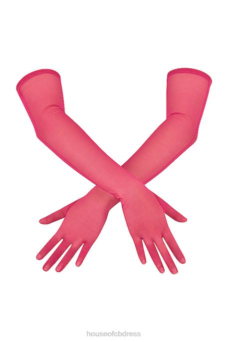 House of CB Esther Pink Mesh Opera-length Gloves Accessories 4H6N1250