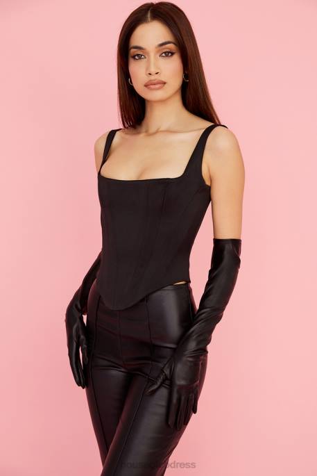 House of CB Margot Black Vegan Leather Opera-length Gloves Accessories 4H6N1249
