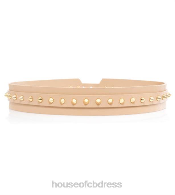 House of CB Moneymaker Tan Studded Waist Belt Accessories 4H6N1258