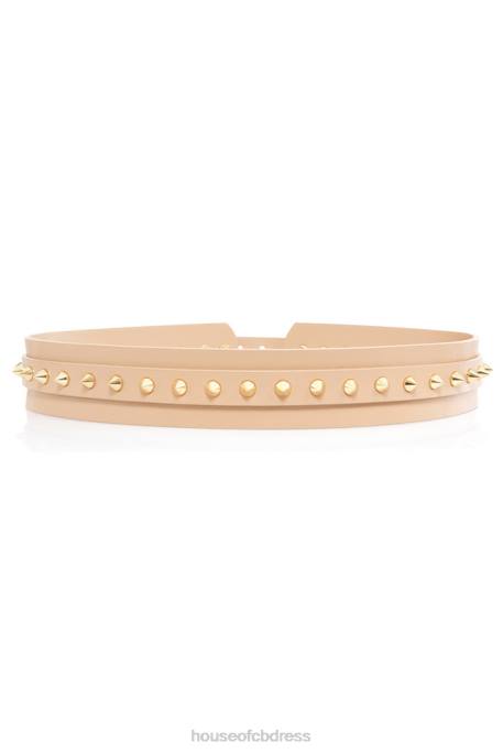 House of CB Moneymaker Tan Studded Waist Belt Accessories 4H6N1258