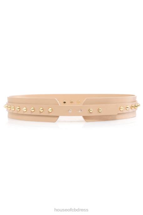 House of CB Moneymaker Tan Studded Waist Belt Accessories 4H6N1258