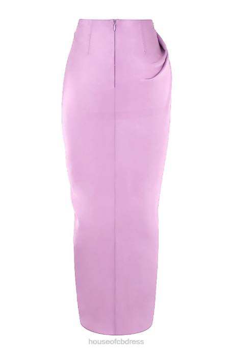 House of CB Constance Lilac Silky Satin Draped Skirt Clothing 4H6N963