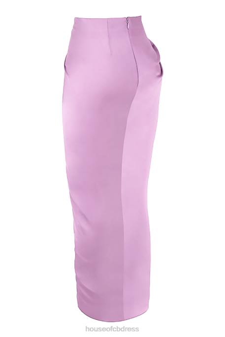 House of CB Constance Lilac Silky Satin Draped Skirt Clothing 4H6N963