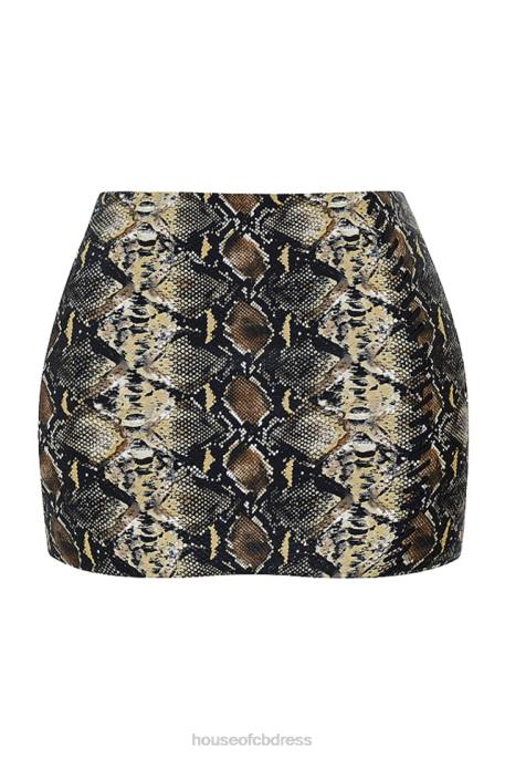 House of CB Lena Snake Print Vegan Leather Skirt Clothing 4H6N836