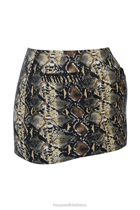 House of CB Lena Snake Print Vegan Leather Skirt Clothing 4H6N836