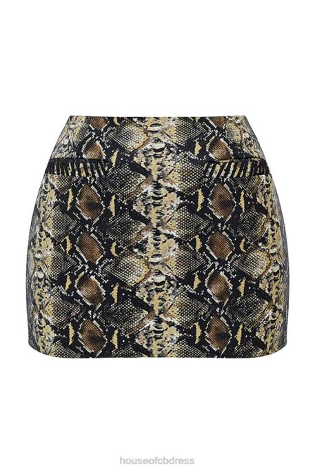 House of CB Lena Snake Print Vegan Leather Skirt Clothing 4H6N836