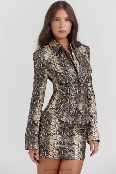 House of CB Lena Snake Print Vegan Leather Skirt Clothing 4H6N836