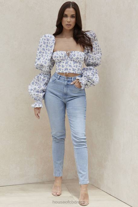 House of CB Bria Pale Blue High Waist Denim Jeans Clothing 4H6N643
