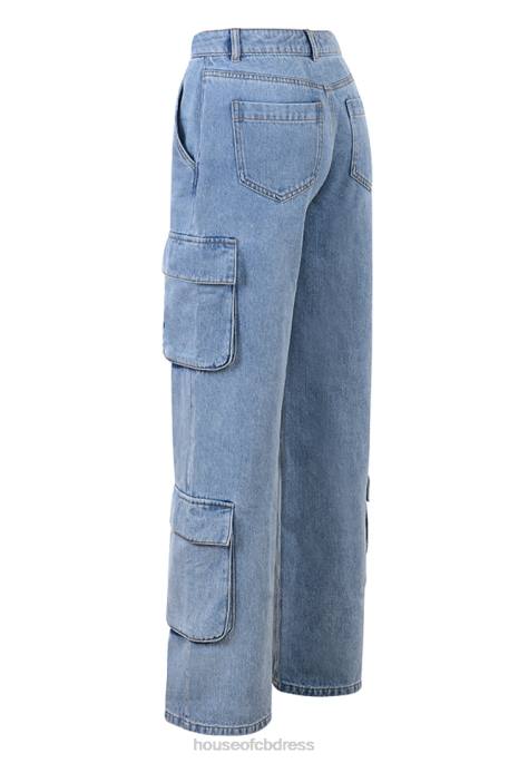 House of CB Ria Blue Washed Utility Jeans Clothing 4H6N639
