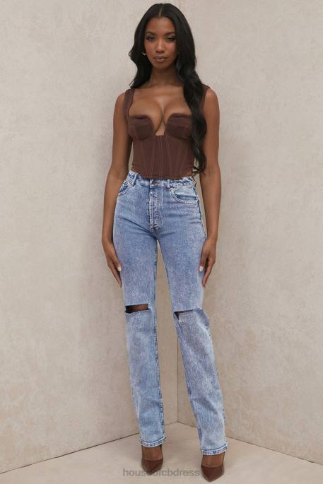House of CB Tate Blue Vintage Fit Antique Wash Jeans Clothing 4H6N642