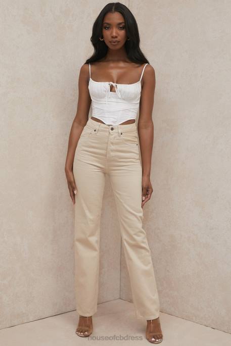 House of CB Yara Ecru Vintage Fit High Waist Jeans Clothing 4H6N641