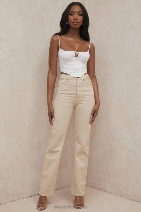 House of CB Yara Ecru Vintage Fit High Waist Jeans Clothing 4H6N641