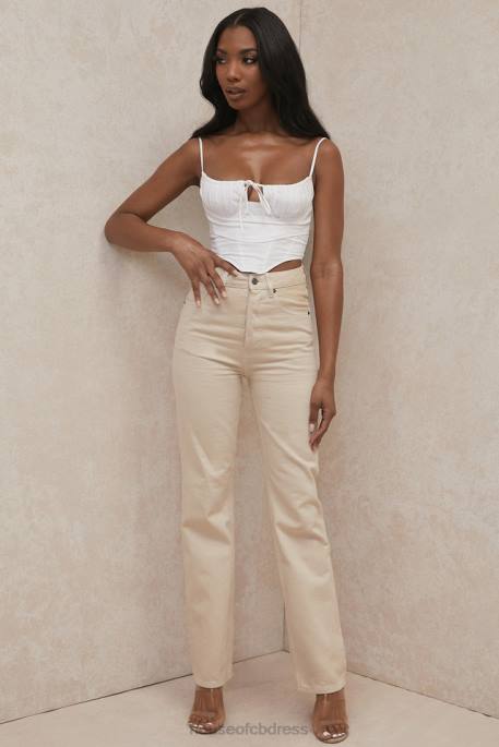 House of CB Yara Ecru Vintage Fit High Waist Jeans Clothing 4H6N641