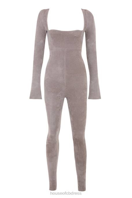 House of CB Isis Mink Heavy Chenille Loungewear Jumpsuit Clothing 4H6N881