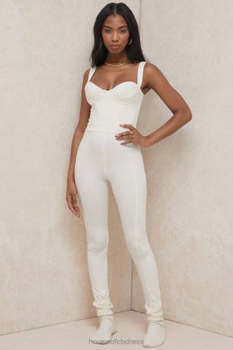House of CB Mallen Whisper White Stretch Jersey Jumpsuit Clothing 4H6N1058