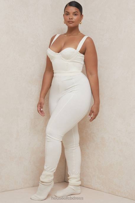 House of CB Mallen Whisper White Stretch Jersey Jumpsuit Clothing 4H6N1058