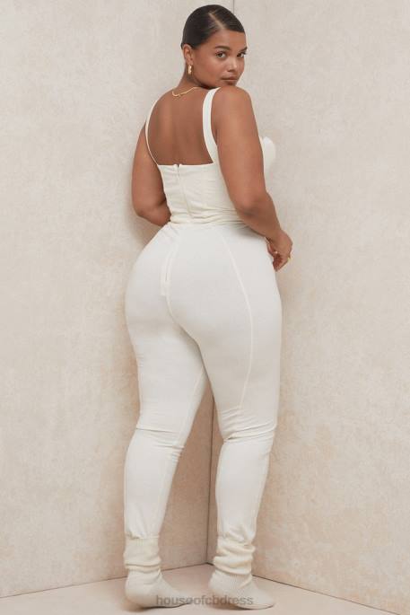 House of CB Mallen Whisper White Stretch Jersey Jumpsuit Clothing 4H6N1058
