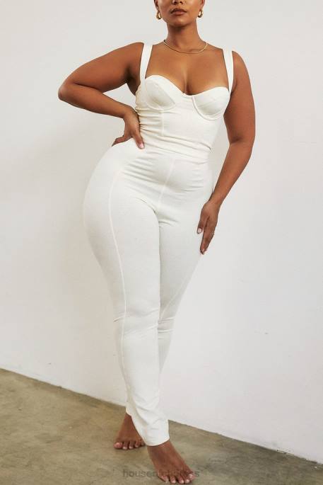 House of CB Mallen Whisper White Stretch Jersey Jumpsuit Clothing 4H6N1058