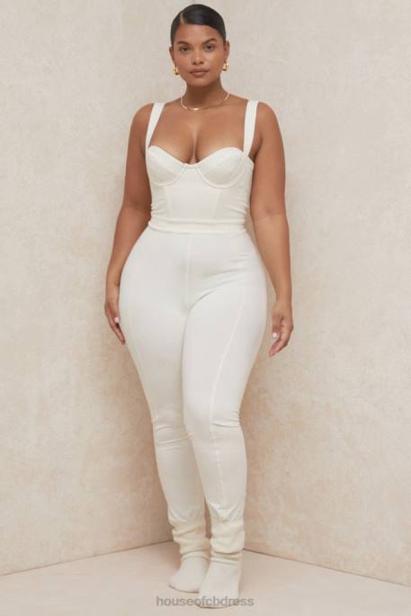 House of CB Mallen Whisper White Stretch Jersey Jumpsuit Clothing 4H6N1058