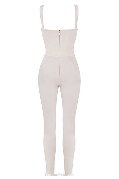 House of CB Mallen Whisper White Stretch Jersey Jumpsuit Clothing 4H6N1058