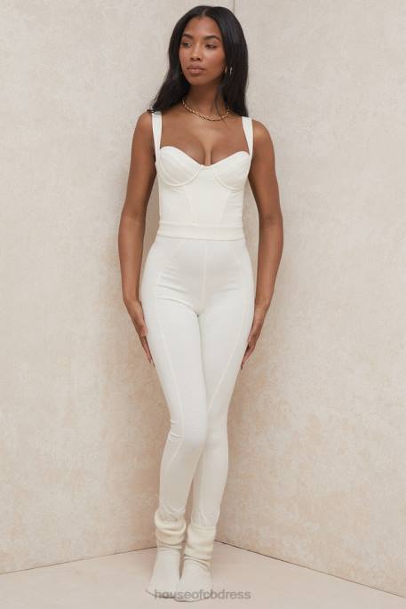 House of CB Mallen Whisper White Stretch Jersey Jumpsuit Clothing 4H6N1058