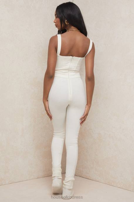 House of CB Mallen Whisper White Stretch Jersey Jumpsuit Clothing 4H6N1058