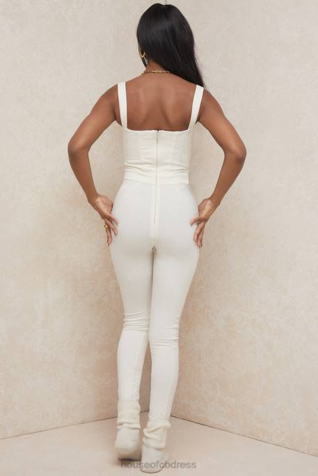 House of CB Mallen Whisper White Stretch Jersey Jumpsuit Clothing 4H6N1058