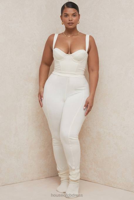 House of CB Mallen Whisper White Stretch Jersey Jumpsuit Clothing 4H6N1058