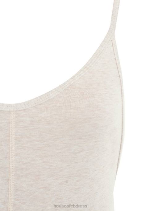 House of CB Zahara Milk Marl Low Back Jumpsuit Clothing 4H6N1064