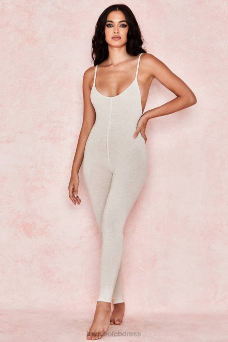 House of CB Zahara Milk Marl Low Back Jumpsuit Clothing 4H6N1064