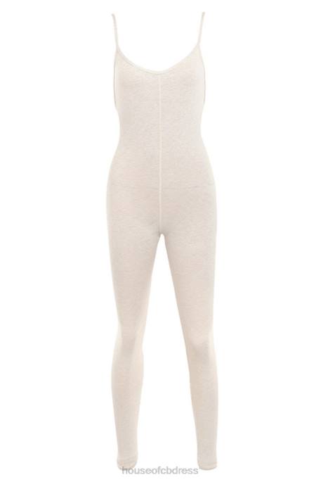 House of CB Zahara Milk Marl Low Back Jumpsuit Clothing 4H6N1064