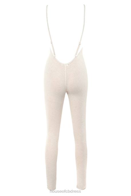 House of CB Zahara Milk Marl Low Back Jumpsuit Clothing 4H6N1064