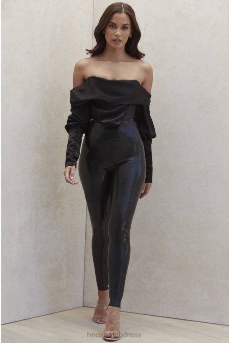 House of CB Lia Black Latex High Waist Leggings Clothing 4H6N1010