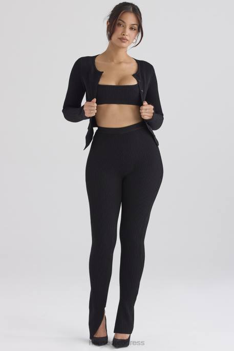 House of CB Mitzi Black Ribbed Knit Leggings Clothing 4H6N876