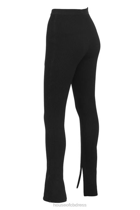 House of CB Mitzi Black Ribbed Knit Leggings Clothing 4H6N876