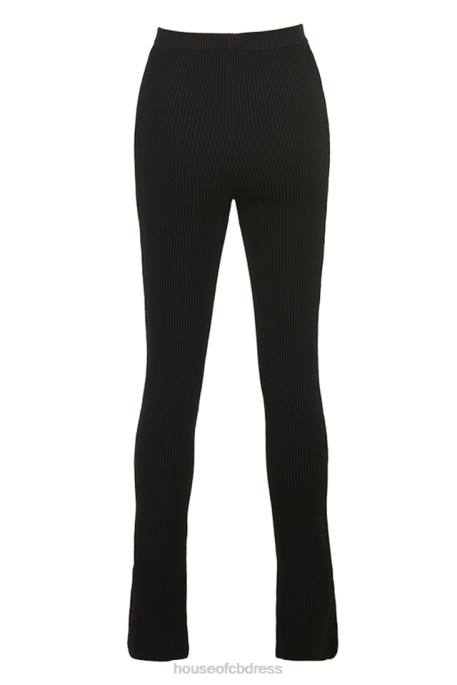 House of CB Mitzi Black Ribbed Knit Leggings Clothing 4H6N876
