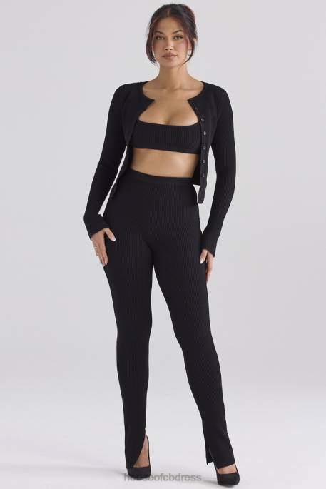 House of CB Mitzi Black Ribbed Knit Leggings Clothing 4H6N876