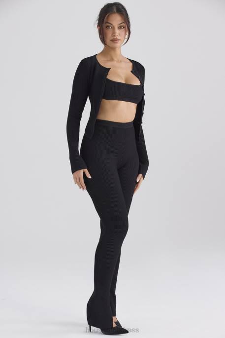 House of CB Mitzi Black Ribbed Knit Leggings Clothing 4H6N876