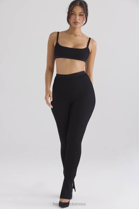 House of CB Mitzi Black Ribbed Knit Leggings Clothing 4H6N876