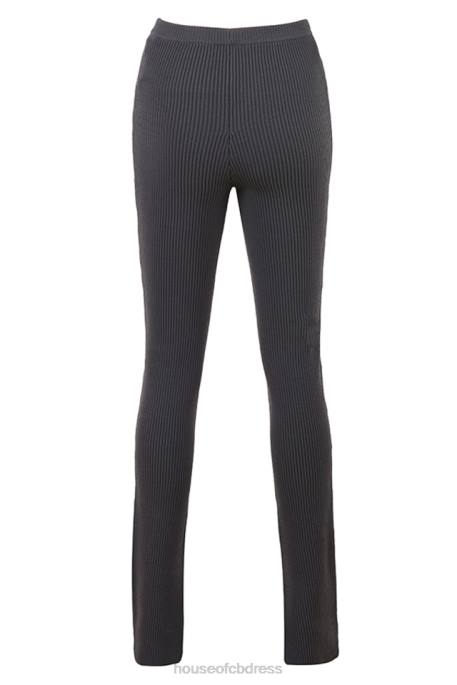 House of CB Mitzi Dark Grey Ribbed Knit Leggings Clothing 4H6N893