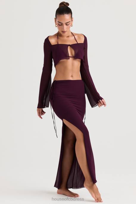 House of CB Amalfi Prune Cutout Maxi Skirt Clothing 4H6N931