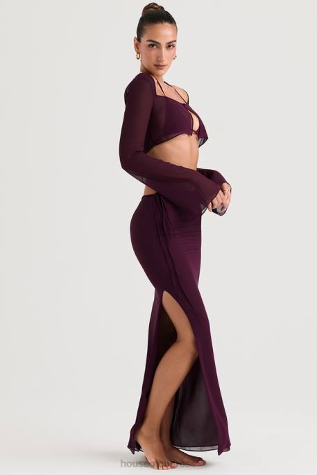 House of CB Amalfi Prune Cutout Maxi Skirt Clothing 4H6N931
