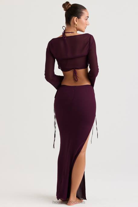 House of CB Amalfi Prune Cutout Maxi Skirt Clothing 4H6N931