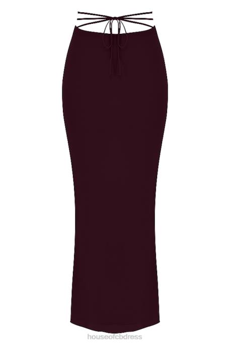 House of CB Amalfi Prune Cutout Maxi Skirt Clothing 4H6N931