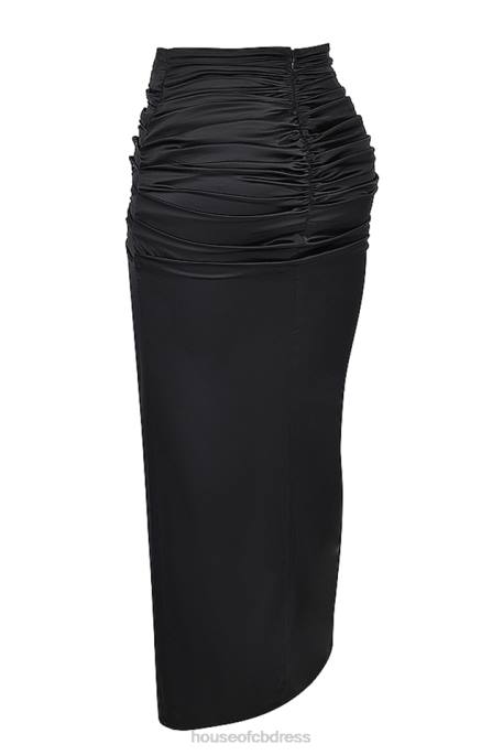 House of CB Arla Black Draped Silk Maxi Skirt Clothing 4H6N858