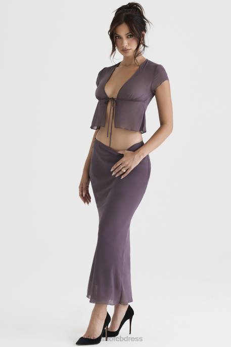 House of CB Dyana Dark Mauve Bias Cut Maxi Skirt Clothing 4H6N904