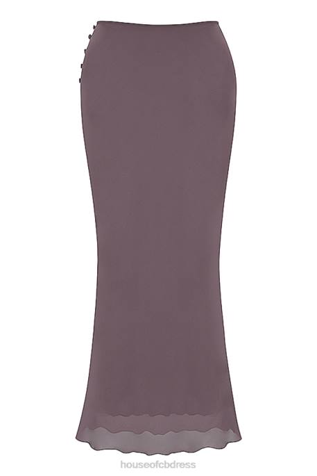 House of CB Dyana Dark Mauve Bias Cut Maxi Skirt Clothing 4H6N904